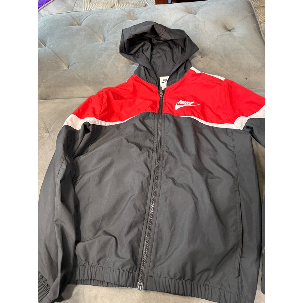 Nike Mens Windrunner Hooded Windbreaker Jacket Black Red White Size Large